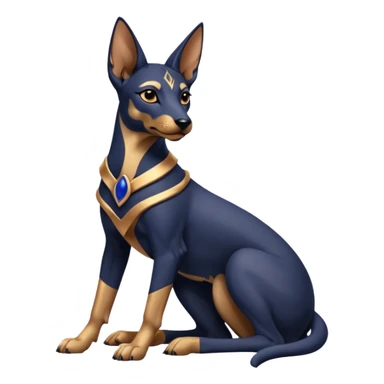  Short-eared Black lapis rose gold beautiful woman lap anubis puppy floor statue posed  sticker