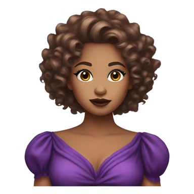 Brown Curly hair queen with black eyes and really big full lips dressed in a very big and beautiful purple dress sticker