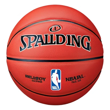 minimalist red Spalding basketball with simple NBA logo, few colorful lines, clean design sticker