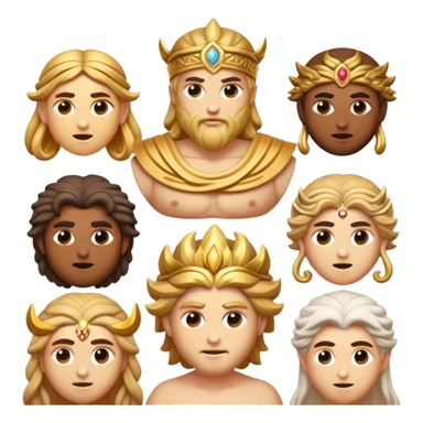 Cinematic Realistic Greek Gods Pop Culture Emoji, featuring mythic portrayals of ancient deities rendered with dynamic, ethereal lighting and classical detail. sticker