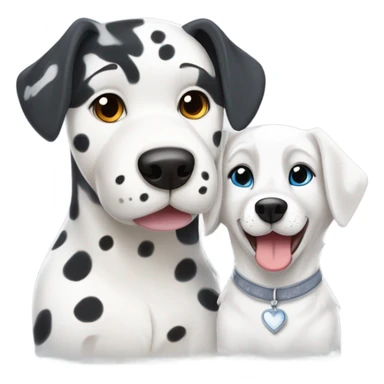shibi style, dalmatian, white and grey siberian husky, in love sticker