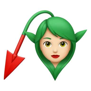 Tag vermelha com uma flecha pra cima verde do lado sticker