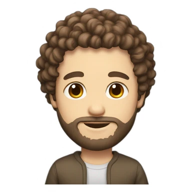 A white curly brown hair with a Japanese man with a little beard sticker