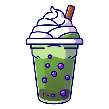 green bubble tea with whipped cream on top sticker