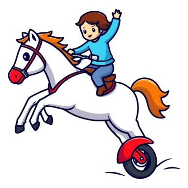 girl riding a horse jumping over a motorcycle sticker