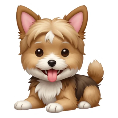 Morkie dog playful pose, tongue out sticker