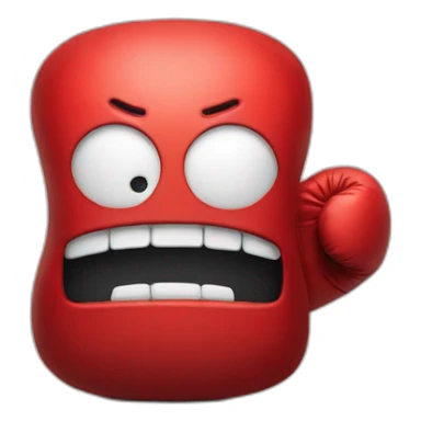 a pillow with a face looking angry with boxing gloves sticker