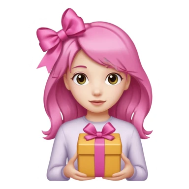 🥳🎀 pembe bir tokasını takan bey kızın elinde bir hediye var sticker