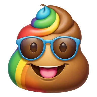 rainbow poop emoji with sunglasses sticker