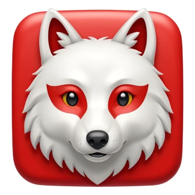 A bold white capital letter C with a small white wolf head icon above it, inside a red rounded square, emoji style, flat design, shiny light reflection, same style as 🅱️ emoji, transparent background. sticker