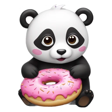 pink panda eating donuts sticker