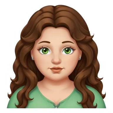 Brown wavy long hair, light green eyes, nose ring, plus size sticker