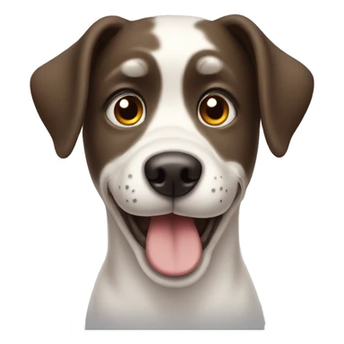 a smiling dog with big eyes sticker