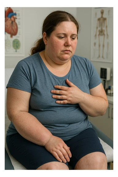 Donna con problemi cardiovascolari e linfatici a causa della sua PCOS, immagine realistica sticker