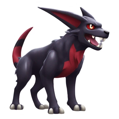 Black Cool Edgy Nargacuga-Houndoom-Garchomp Fakémon  with White and Red and purple and black Edgy markings sticker