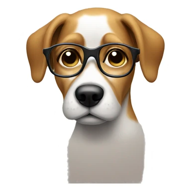 sad thinking dog, with glasses sticker