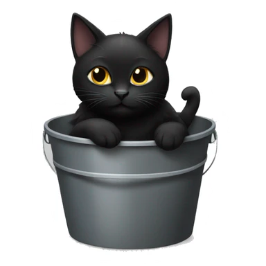 Black cat sitting on a bucket sticker