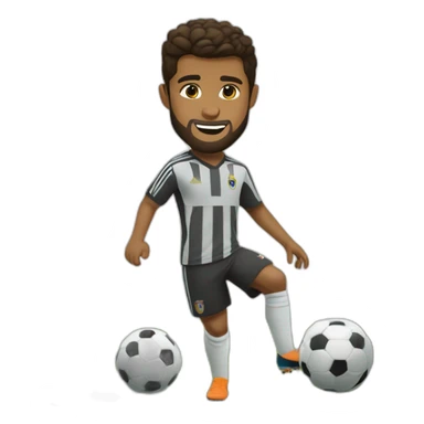 little brown man with a beard playing football with tall Cristiano Ronaldo sticker