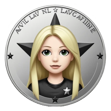 Avril Lavigne's black star silver coin sticker