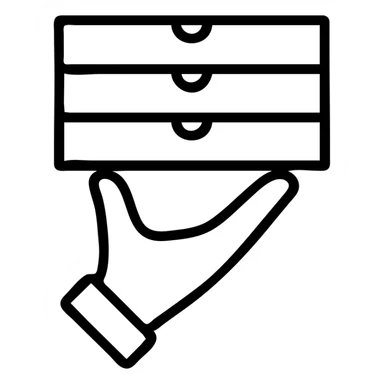 icon three pizza boxes in hand sticker