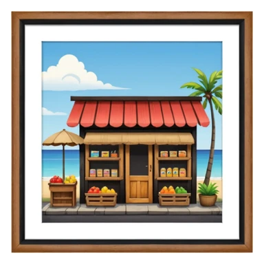 small indonesian roadside shop, front facing sticker