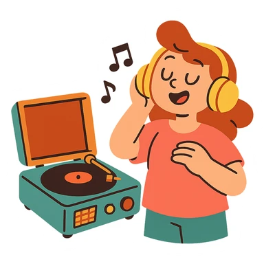 vintage record player with a retro color palette sticker