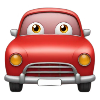 a red car and a surprised man sticker