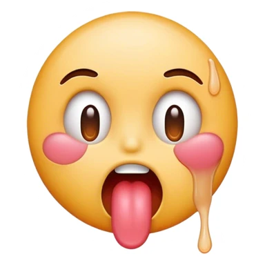 tongue out emoji blushing with glue dripping off tongue  sticker