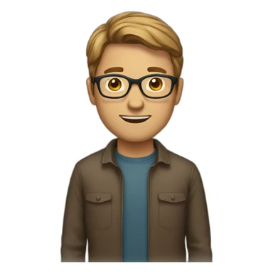men light brown hair face with round glasses sticker