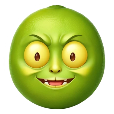 lime with face eating a lemon with face of terror sticker