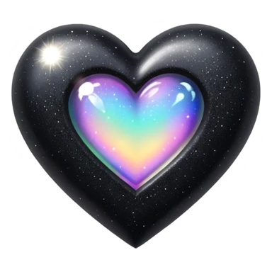 Black rainbow glitter heart  sticker