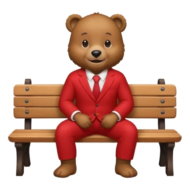 bear wearing a red suit sitting on a bench sticker