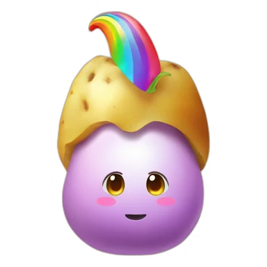potato with unicorn head, rainbow sticker