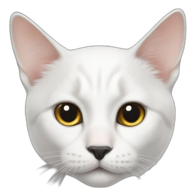 White cat with black nose sticker