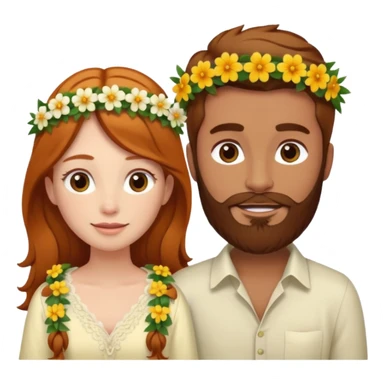 Ginger long hair girl,  brown hair men with beard on honeymoon sticker
