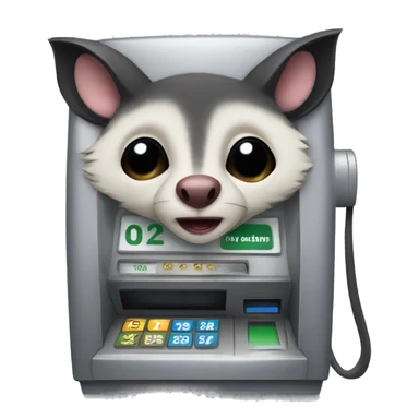 A masked possum + ATM machine  sticker