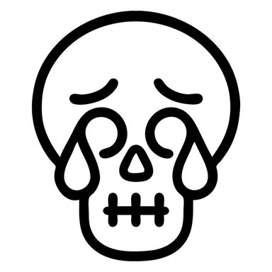 crying skull, minimal, iconic, simple black outline icon sticker