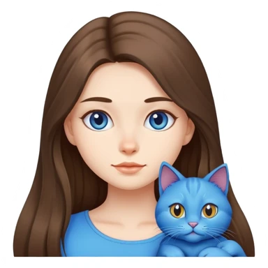 long hair girl with a blue cat sticker