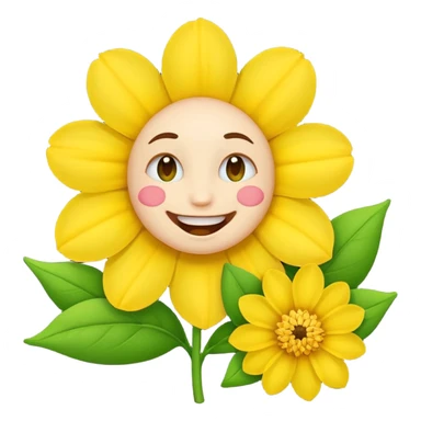 Normal emoji biting a flower sticker