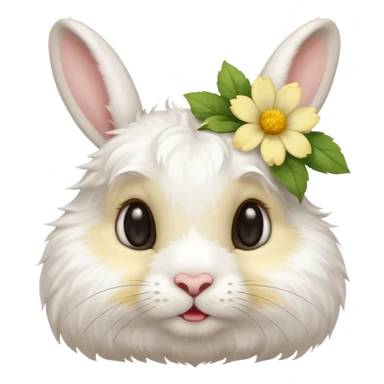 I want a cute rabbit with a light yellow flower on its ears making a kissing face sticker