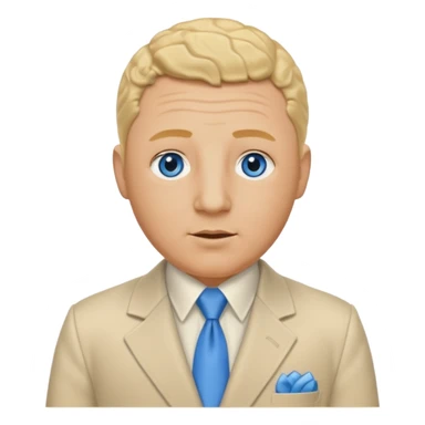 Curly Howard from the Three Stooges with blue eyes, blonde hair, ivory suit sticker