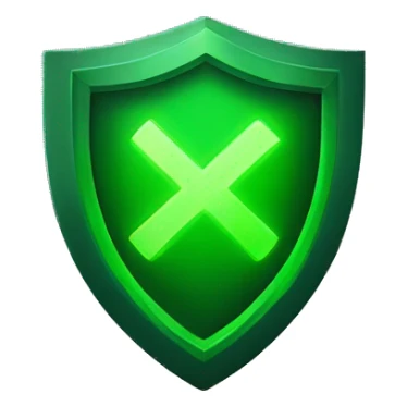 green shield with neon check mark sticker
