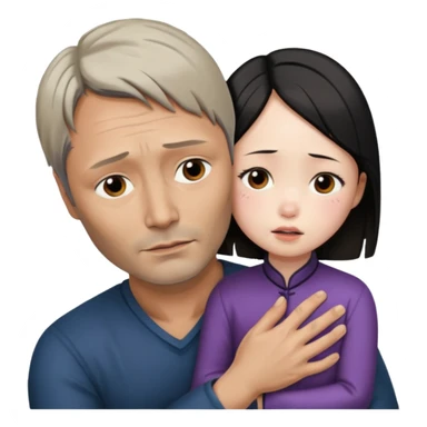 mads mikkelsen holds asian girl by the neck sticker