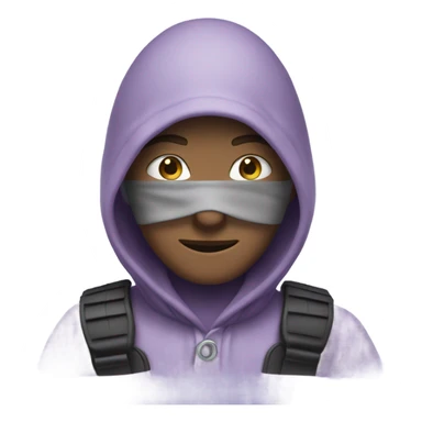 a white Burglar wearing lavender  sticker