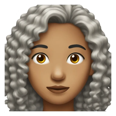 black curly hair girl with thin eyebrows  sticker