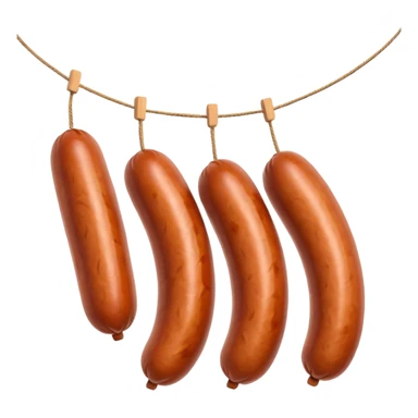 Three sausages on a string.
Apple emoji style sticker