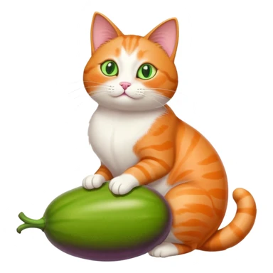 A cat with a big eggplant between its legs sticker