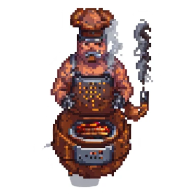 pixel art bbq smoker, simplified, smoke effect, no background sticker