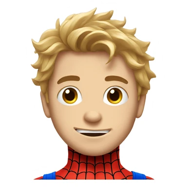 white boy with messy hair in spider man suit sticker