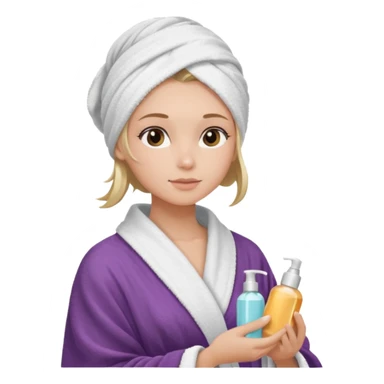 girls side profile  in robe and her hair in a towel with skin care on  sticker